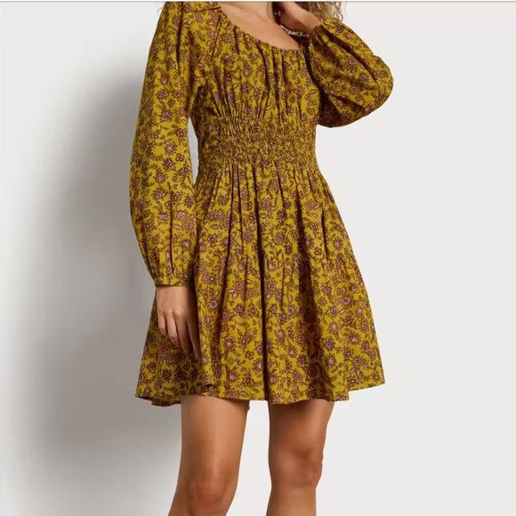 NWT SAM EDELMAN LORA MINI DRESS IN GOLDEN SPRIG -OLIVE OIL XS - Picture 4 of 10